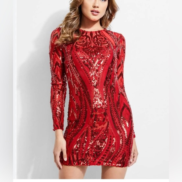 GUESS Averill Sequined Mesh Dress Medium NWOT - Picture 1 of 3